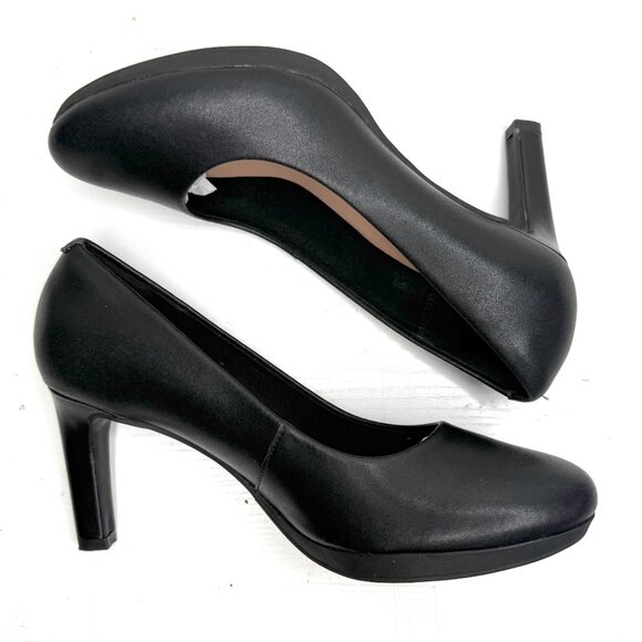 Clarks Collection Ambyr Joy Office Comfort Leather Heel Pumps Womens 8.5 Black - Picture 5 of 10